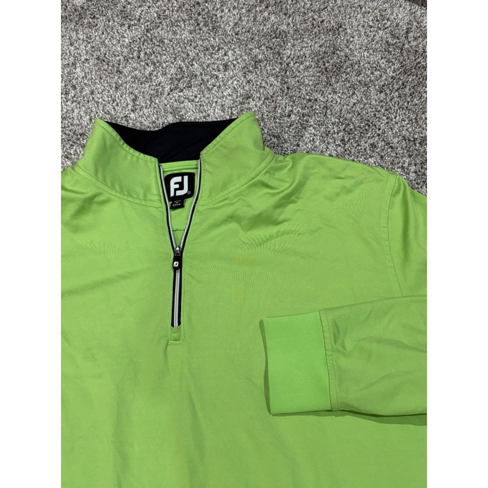 FootJoy Golf Pullover Jacket Mens Size Medium Lime Green 1/4 Zip Long Sleeve